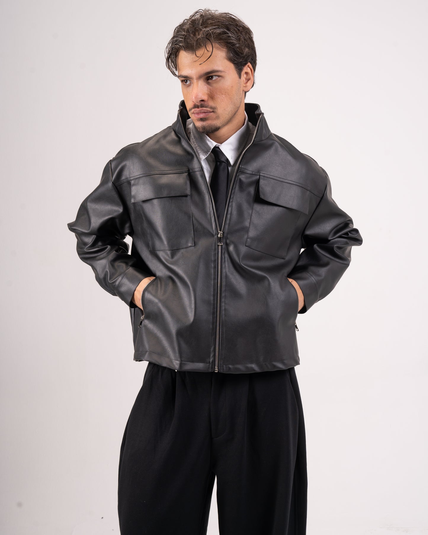 Black leather jacket