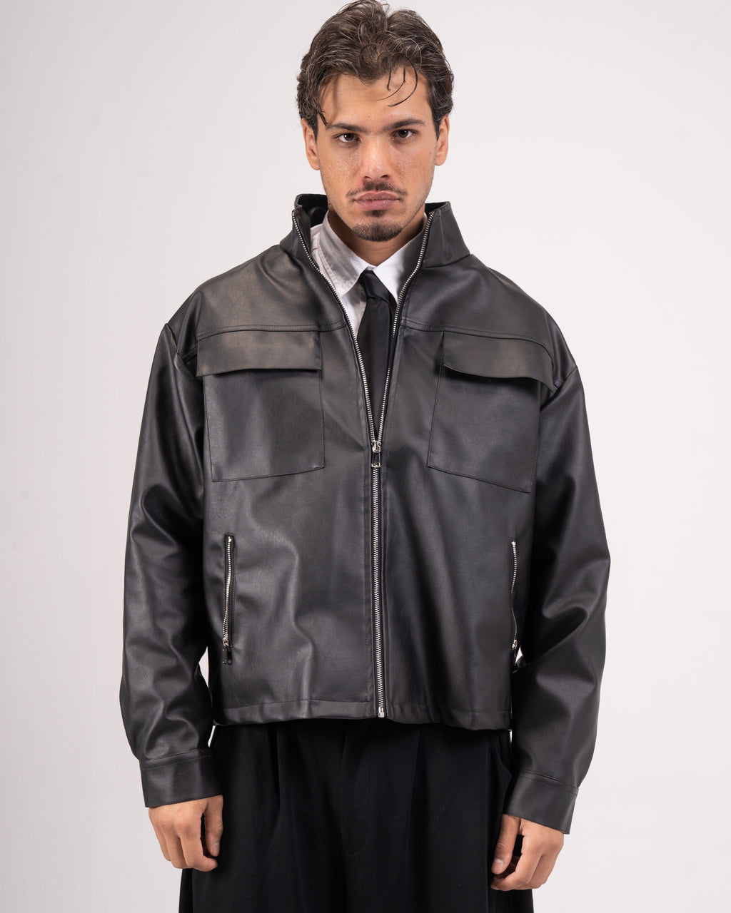 Black leather jacket