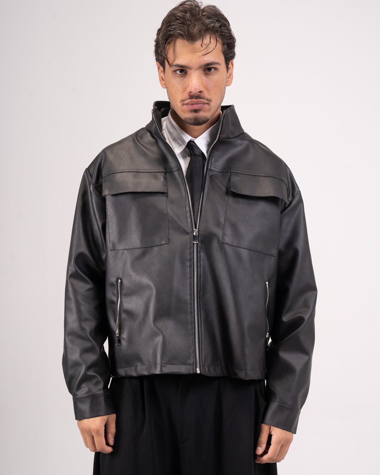 Black leather jacket