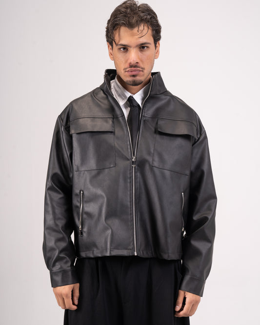 Black leather jacket