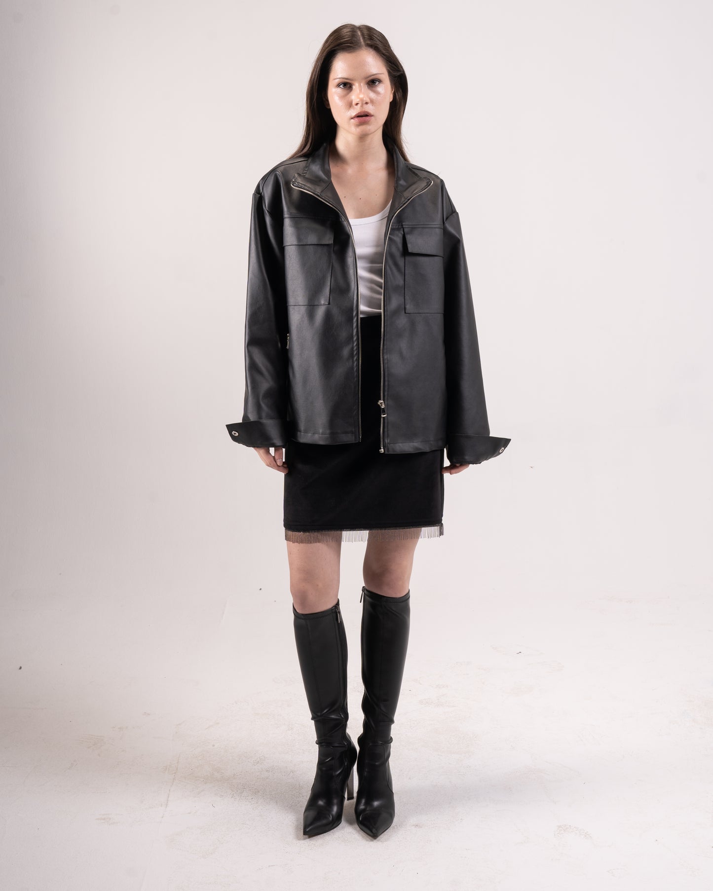 Black leather jacket