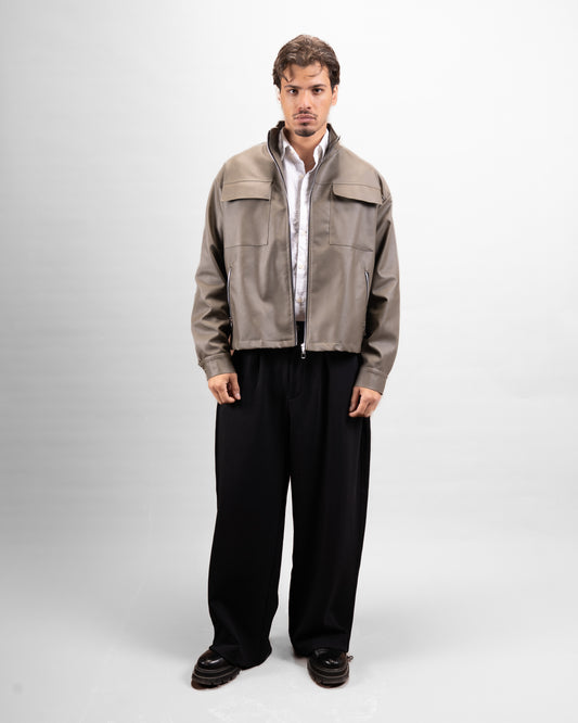 Taupe leather jacket