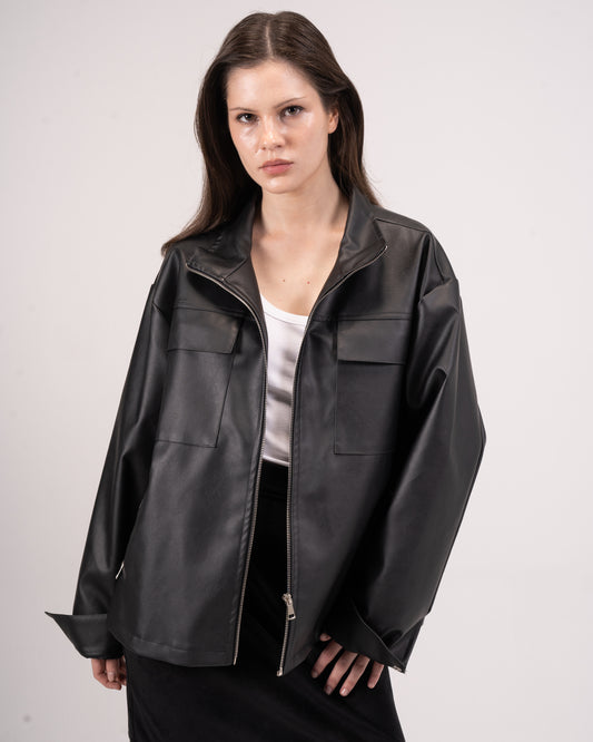 Black leather jacket