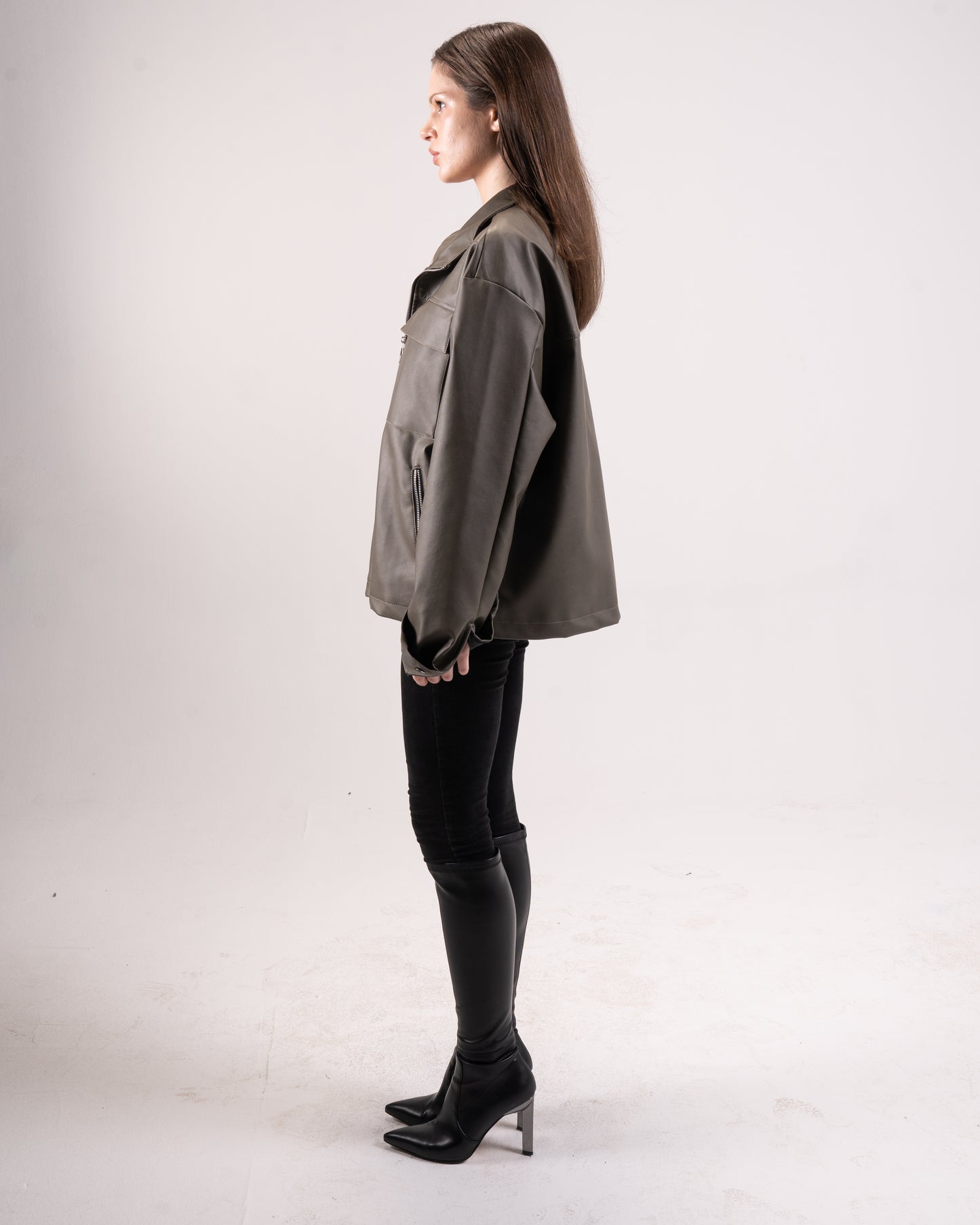 Taupe leather jacket