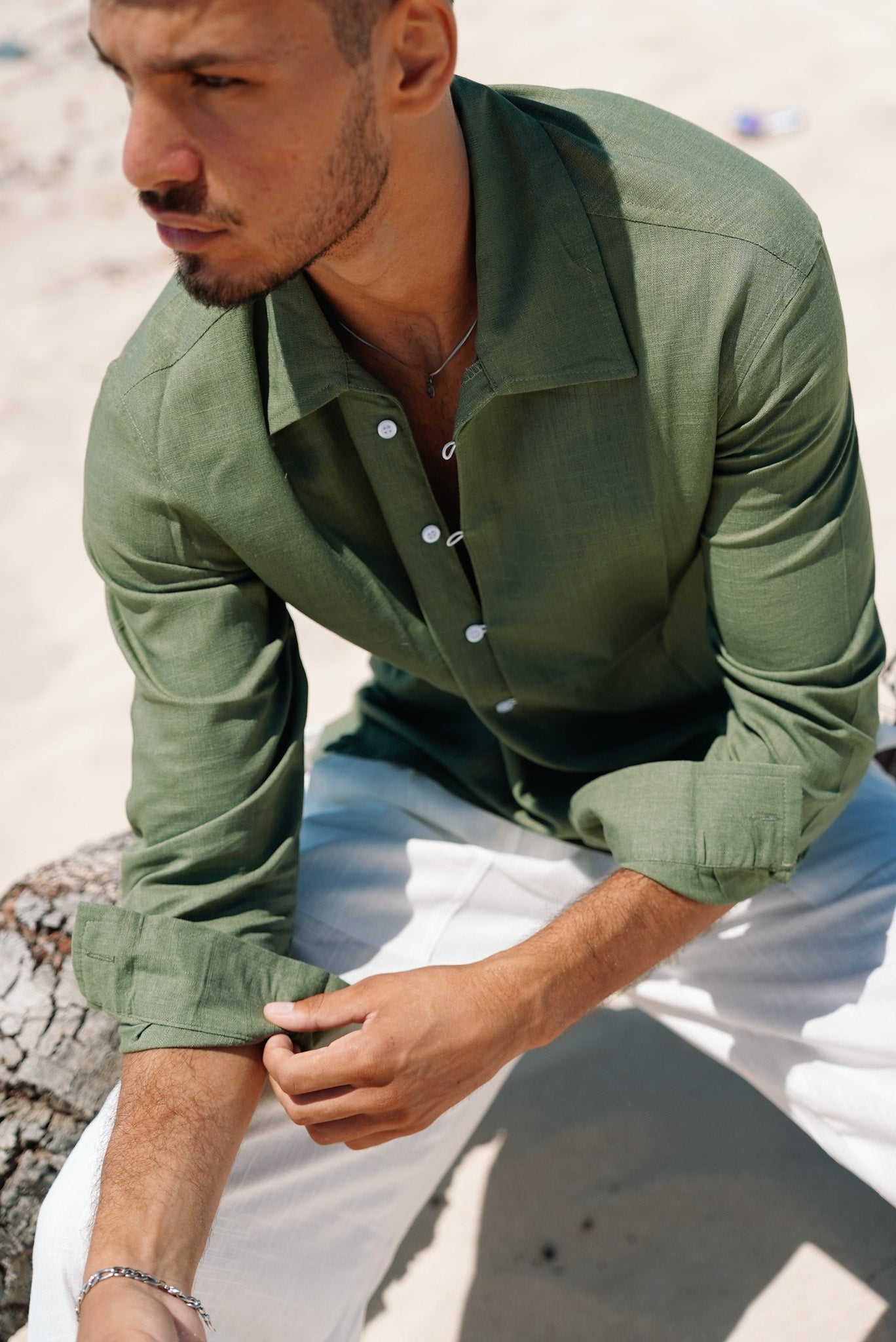 Olive Linen Shirt