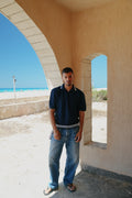 Navy Knitted Polos