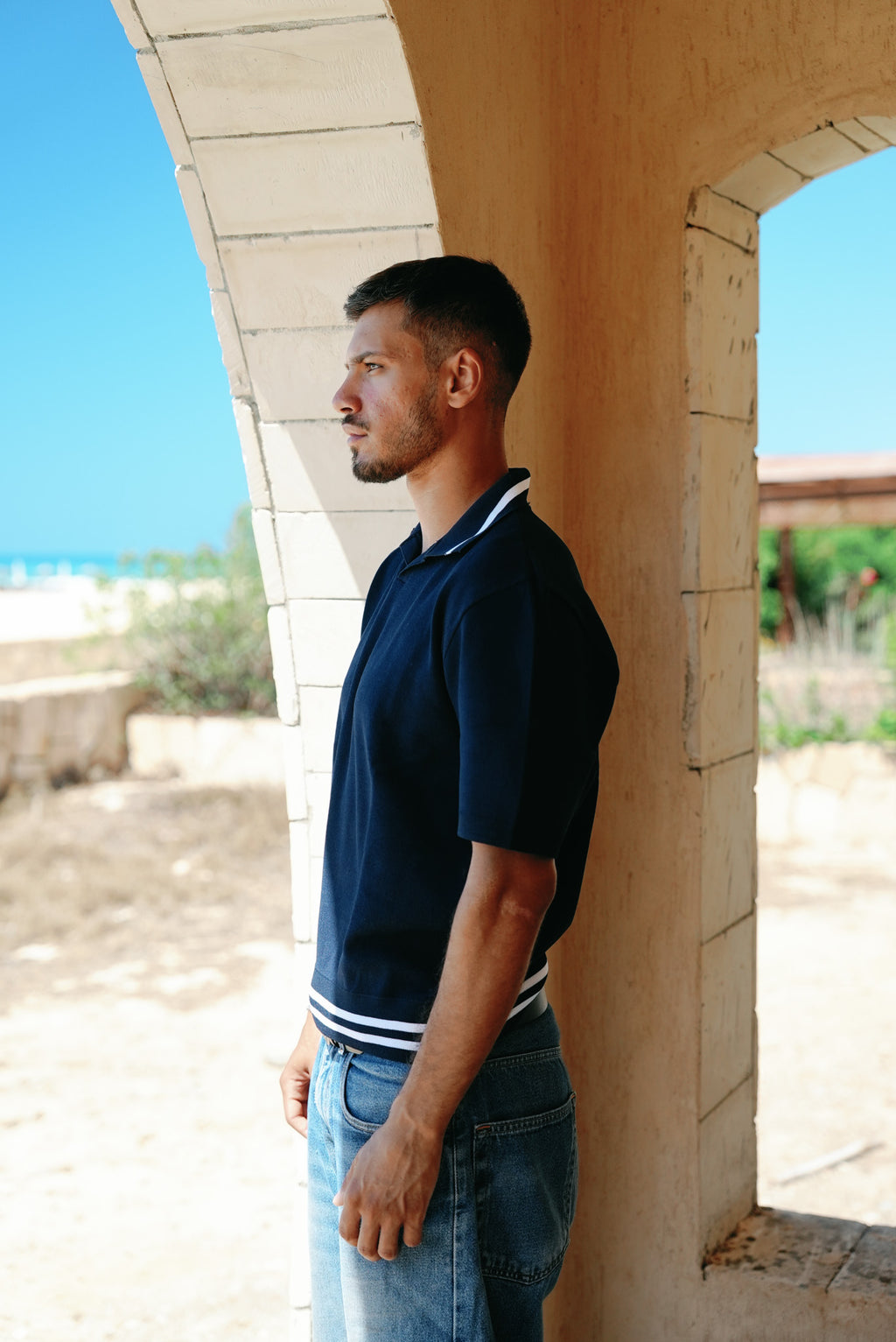Navy Knitted Polos