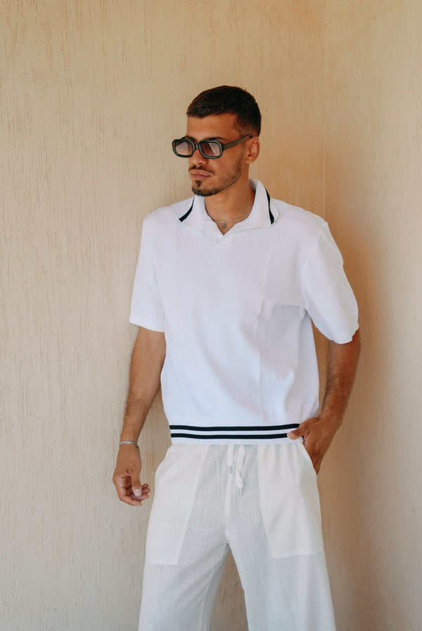 White Knitted Polos