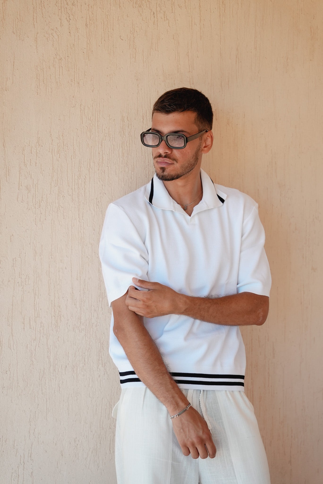 White Knitted Polos