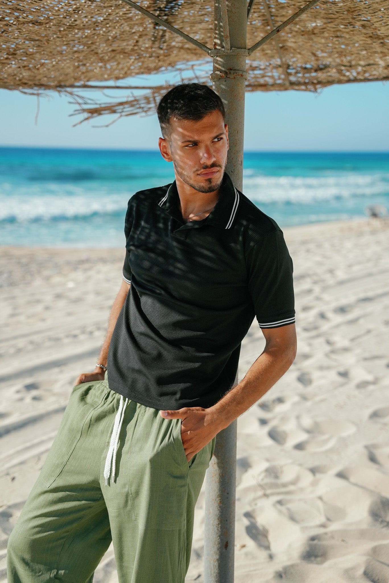Black Knitted Polo