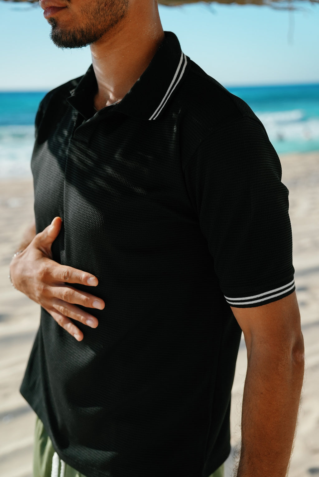 Black Knitted Polo