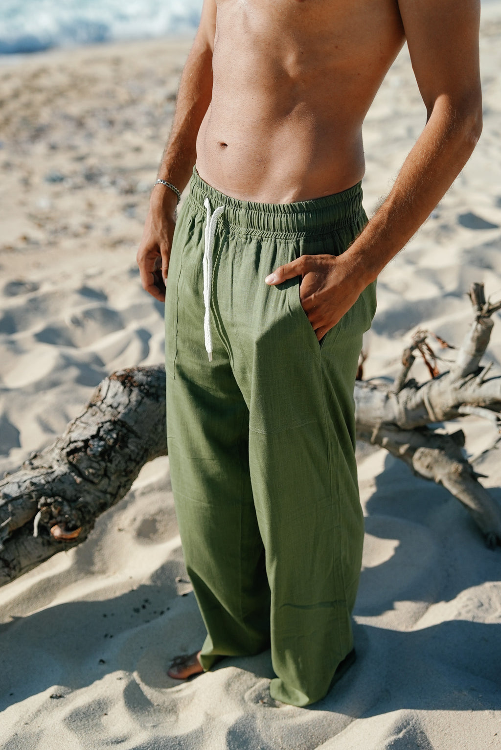 Olive Linen Pants