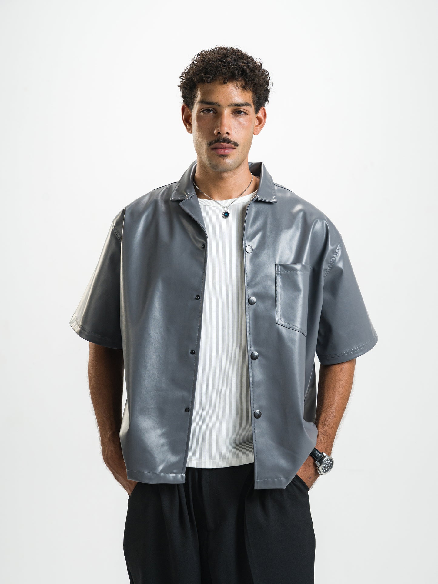 Over Sate Grey Leather