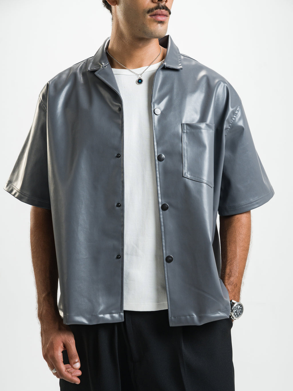 Over Sate Grey Leather