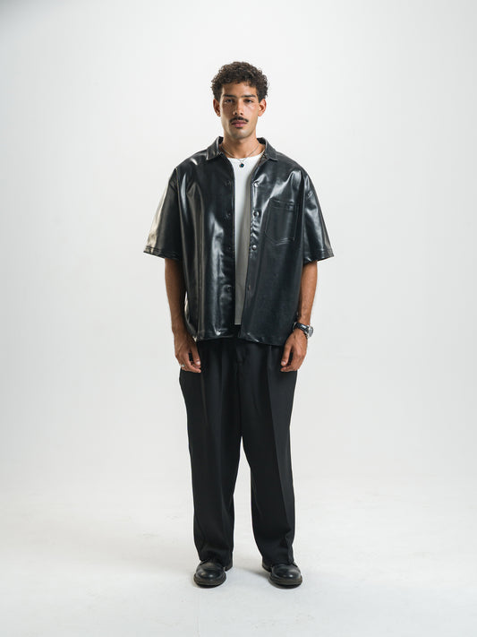 Over Sate Black Leather