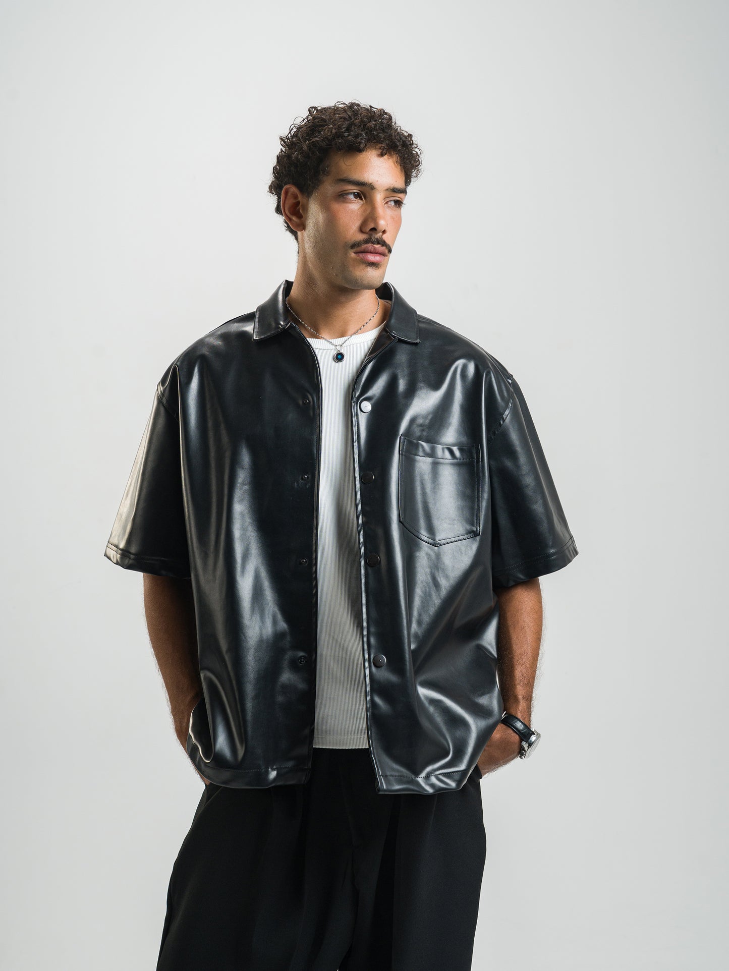 Over Sate Black Leather