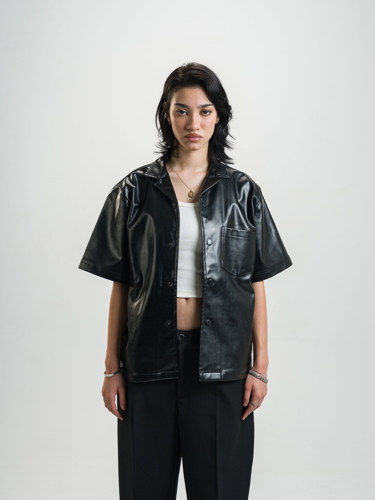 Over Sate Black Leather