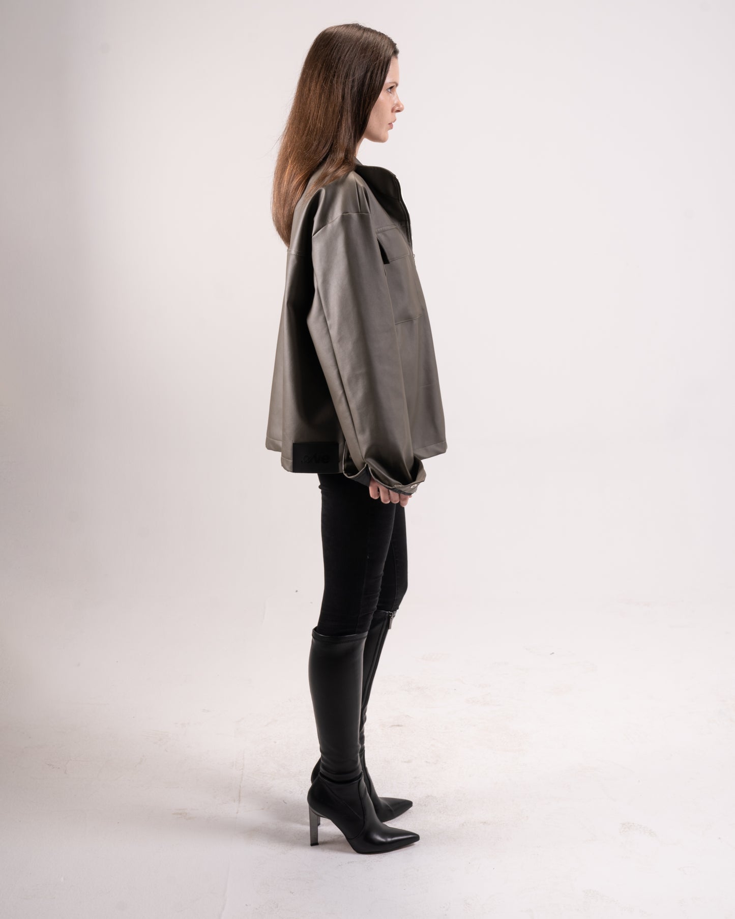 Taupe leather jacket